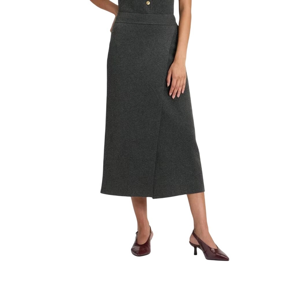A New Day Women's Gray Knit Wrap Column Midi Skirt Size XXL